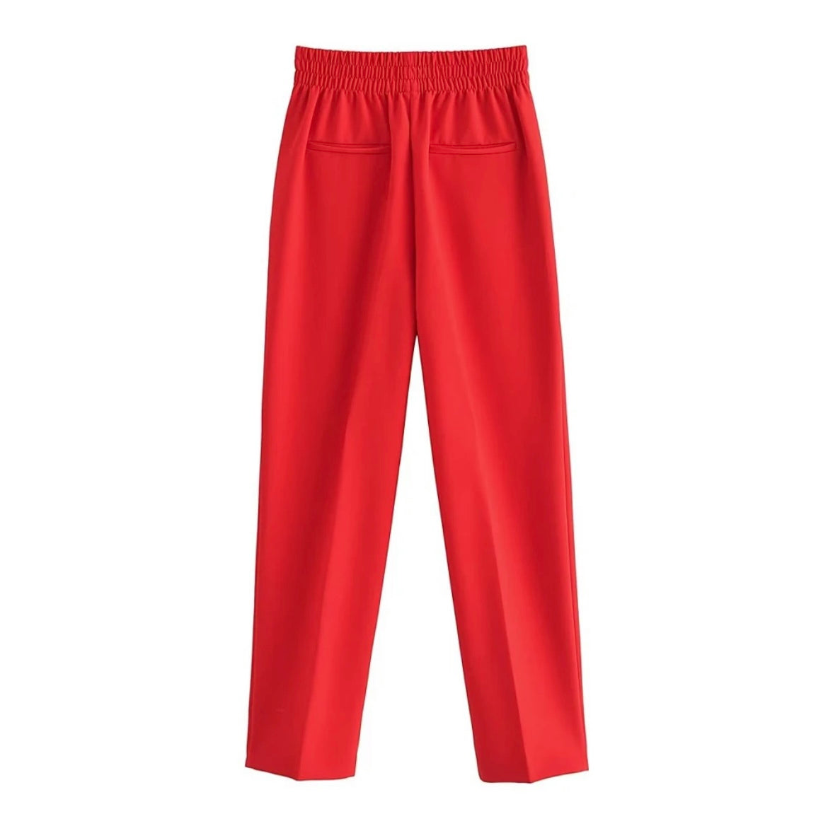 Pantalones rojos con botones dorados