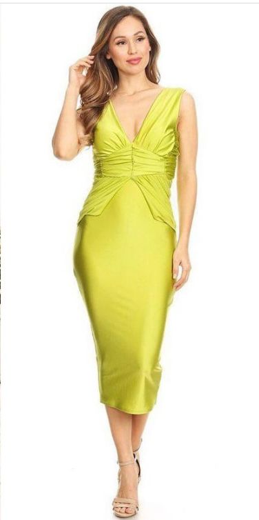 Vestido satin limon a la rodilla